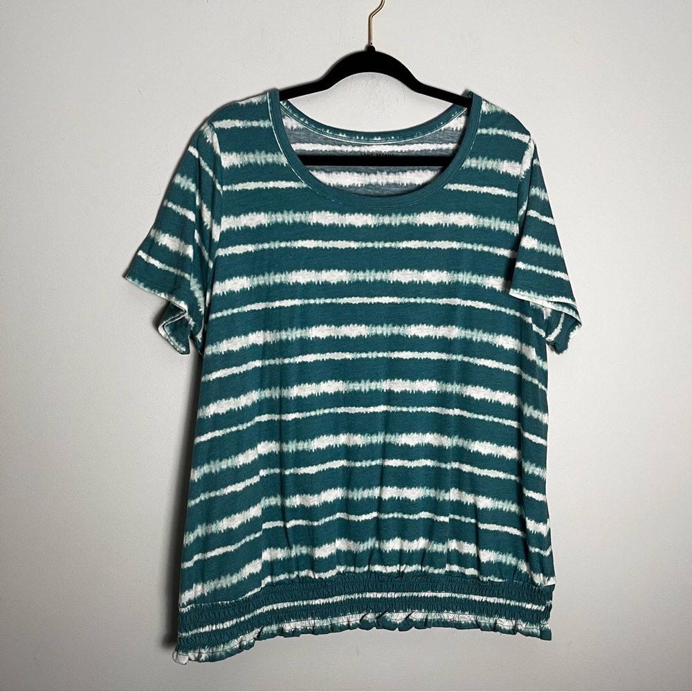 Lane Bryant Women’s Tie-Dye Teal Short Sleeve T-Shirt Blouse Top Size 18/20